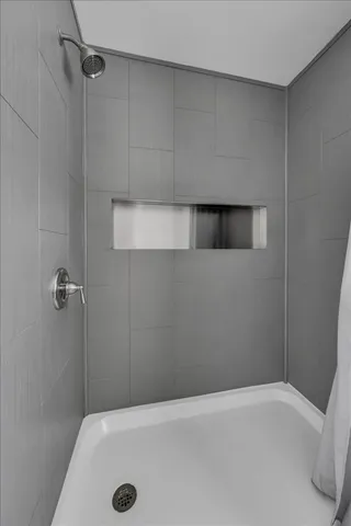 a bathroom with a tub