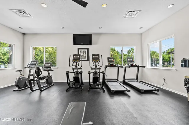 a view of a room with gym equipment