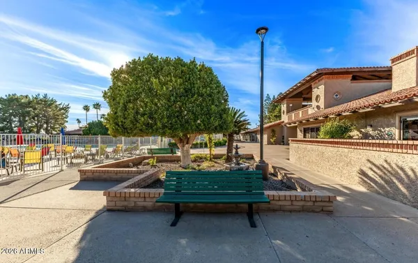 a outdoor view with a sitting space