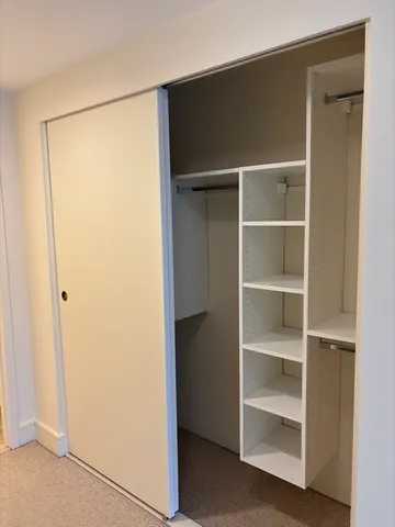 a view of an empty walk in closet