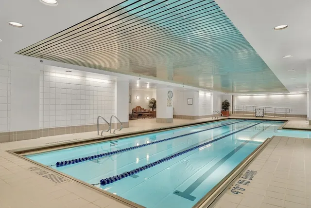 a kitchen with a large window