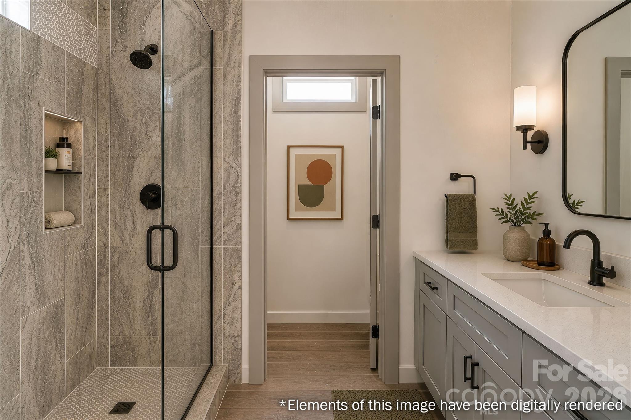 255 Hunters Trace Rutherfordton, NC 28139 - Photo 8 of 19 a bathroom with a shower sink and mirror