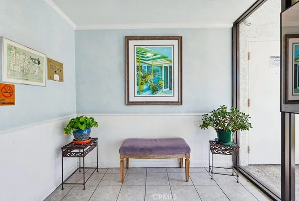 a living room with furniture potted plant and a window