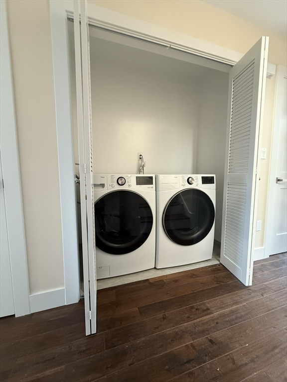 123 Nottinghill Road, Unit 2 Boston, MA 02135 - Photo 19 of 30 a utility room with wooden floor washer and dryer