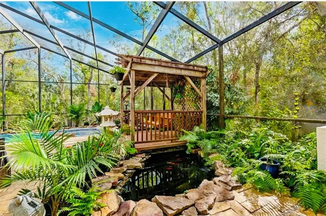 a view of porch with seating space