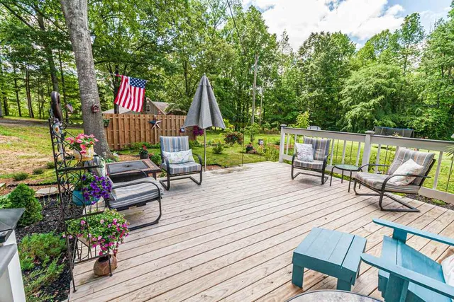 an outdoor space with seating