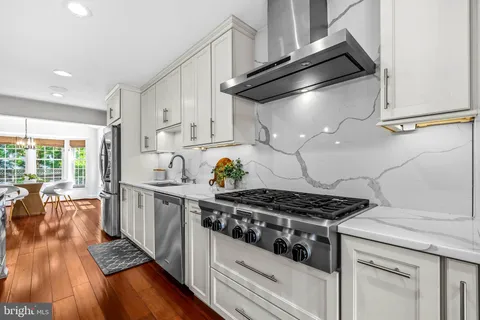 a kitchen with lots of counter top space