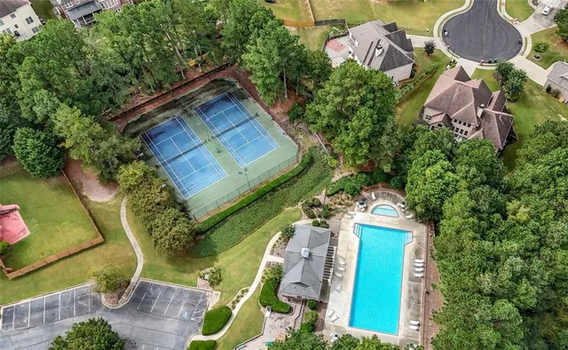 an aerial view of a house