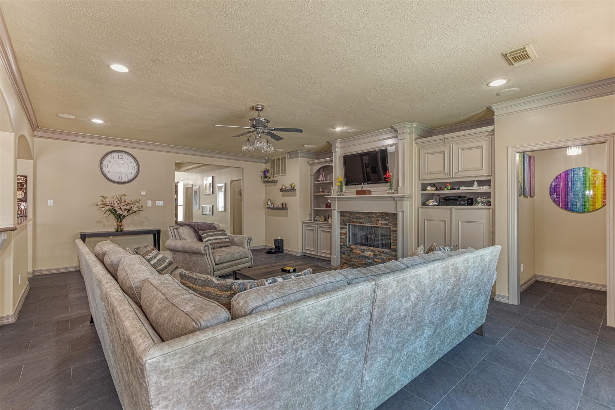 18422 Bivens Bend Spring, TX 77379 - Photo 18 of 50 a living room with furniture and a fireplace