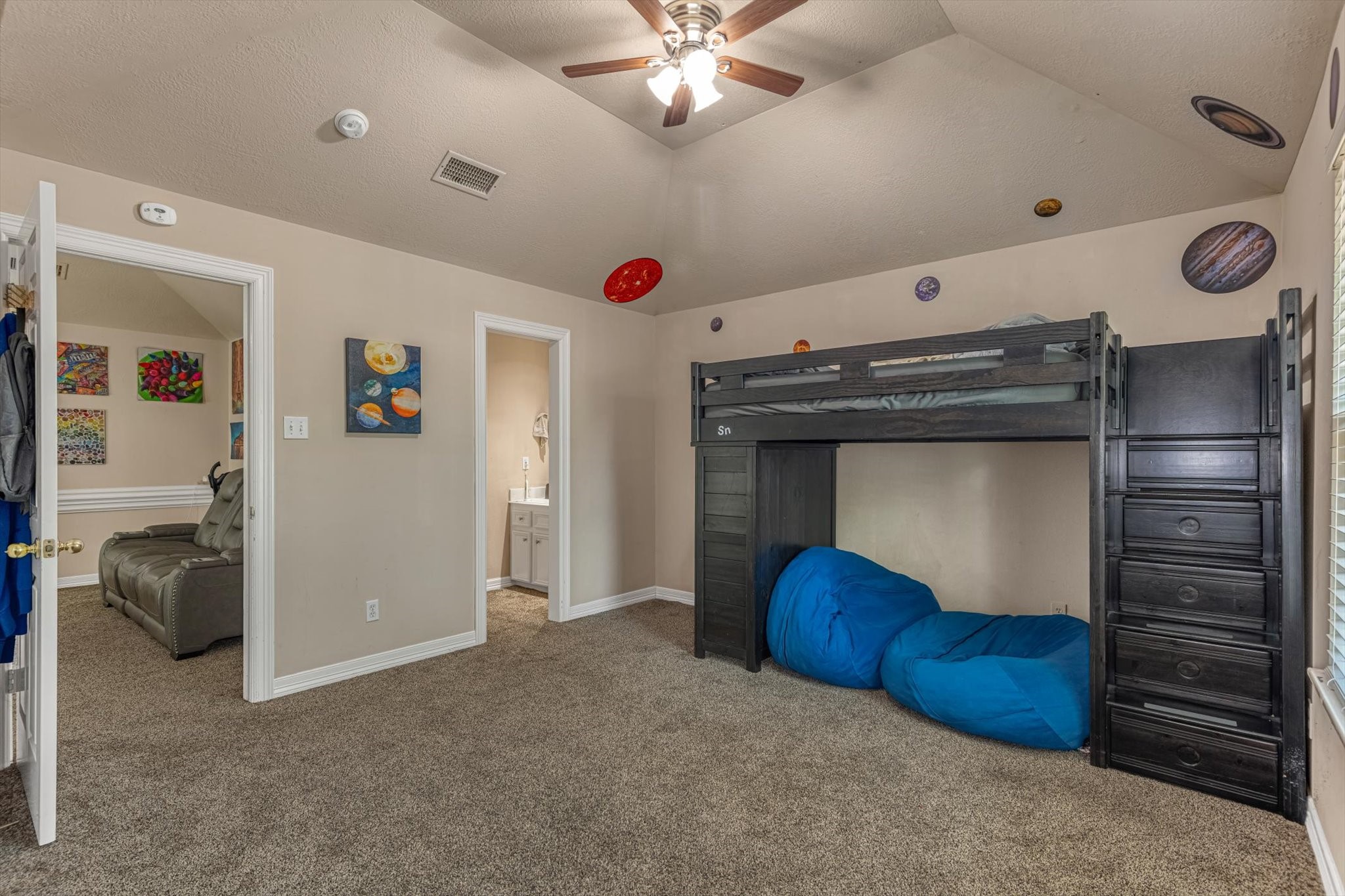 18422 Bivens Bend Spring, TX 77379 - Photo 36 of 50 a living room with furniture and a ceiling fan
