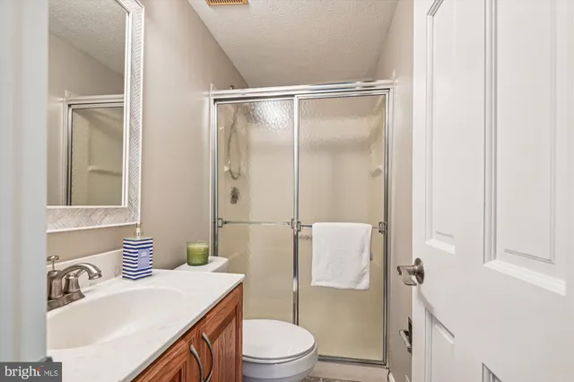a bathroom with a sink toilet vanity and shower