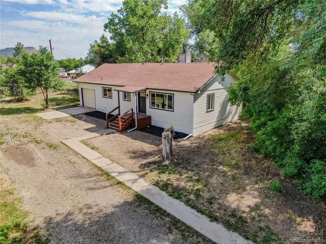 a house with trees in the background