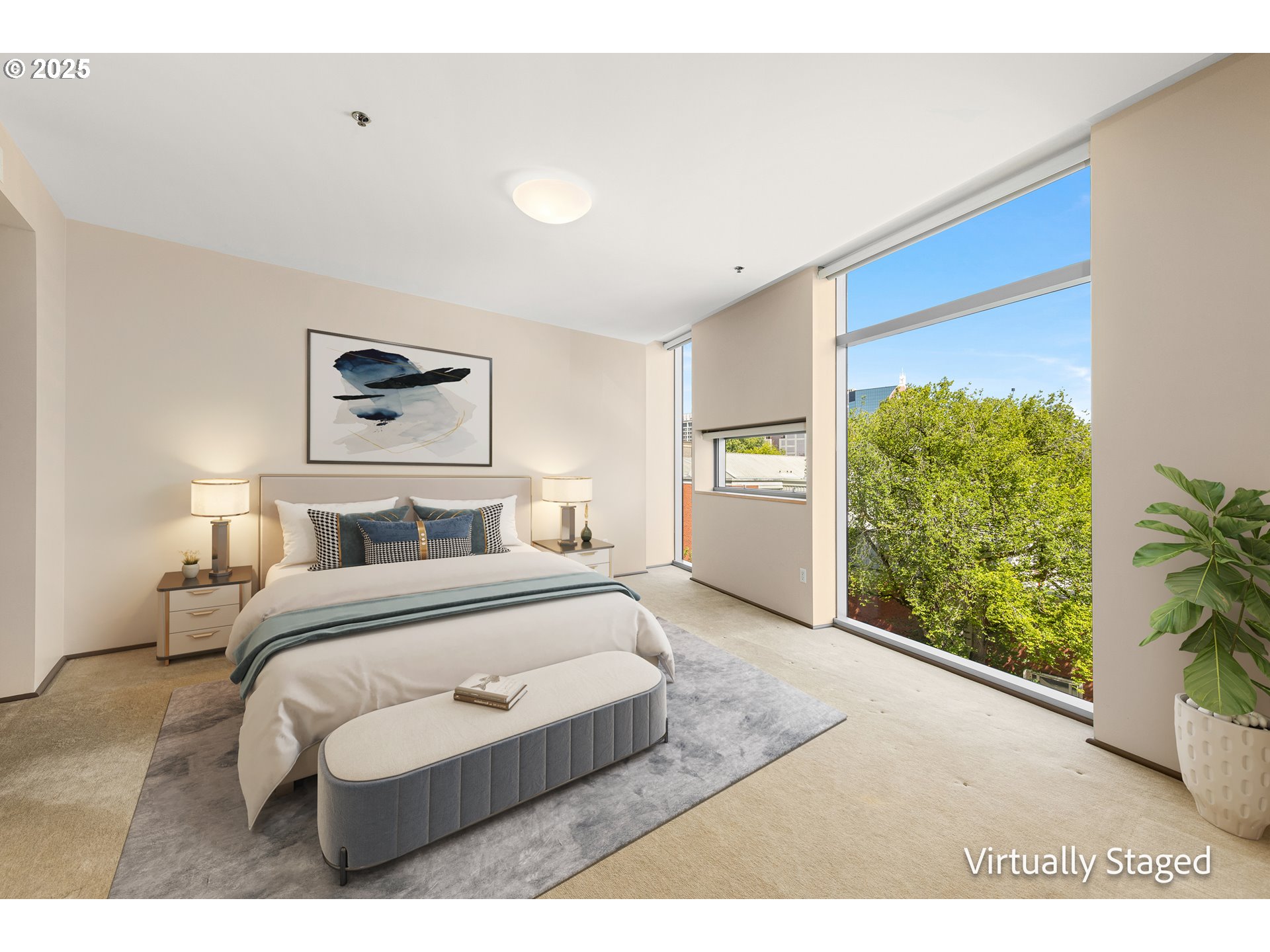 1221 Southwest 10th Avenue, Unit 505 Portland, OR 97205 - Photo 21 of 41 a bedroom with a bed and a painting on the wall