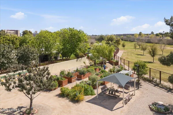 an aerial view of a house with swimming pool