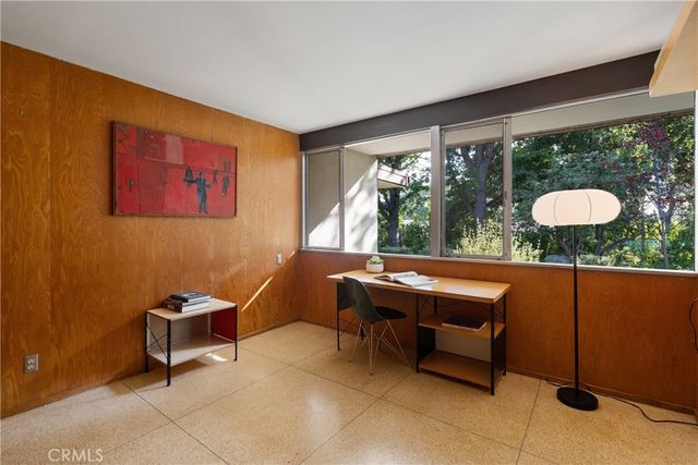 a room with a table and a chair