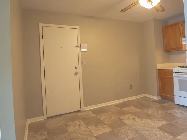 an empty room with windows