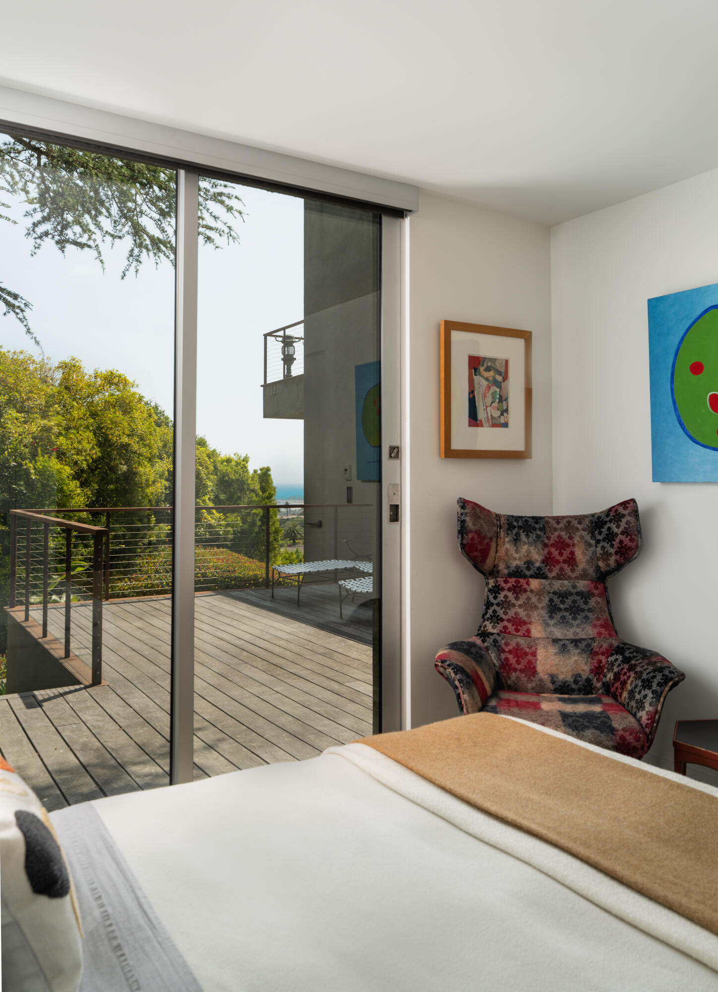 1944 Eucalyptus Hill Road Santa Barbara, CA 93108 - Photo 23 of 38 a bed room with a bed and a view of balcony