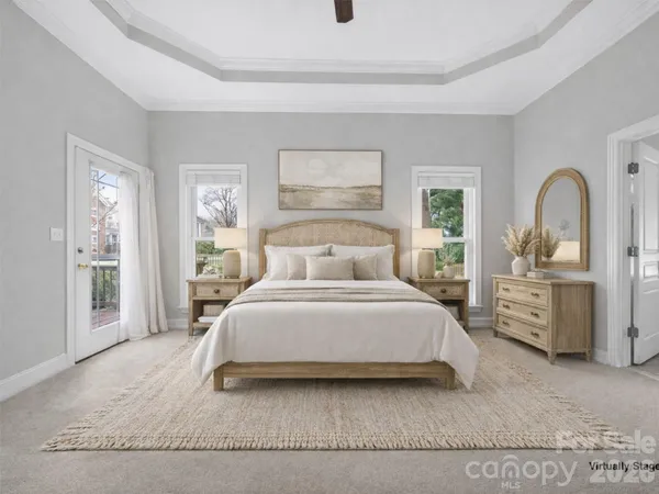 a balcony with furniture and garden