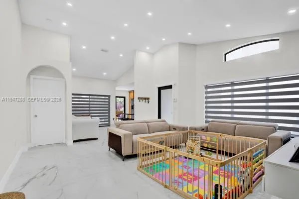 a living room with furniture