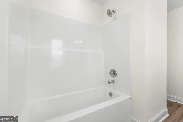 a bathroom with a bathtub