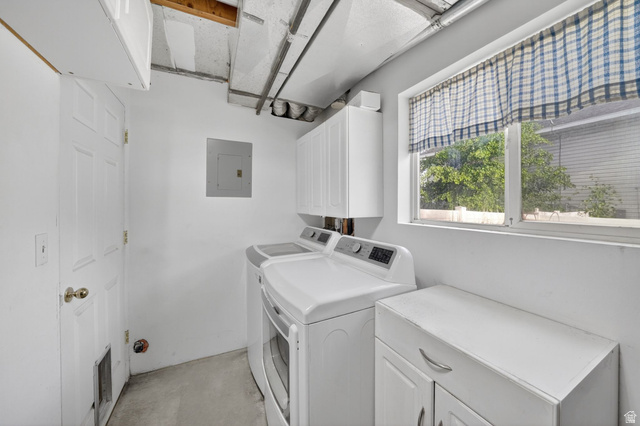 1464 990 West Provo, UT 84601 - Photo 30 of 41 Dedicated utility area featuring white cabinetry, a white paneled door, and a single window