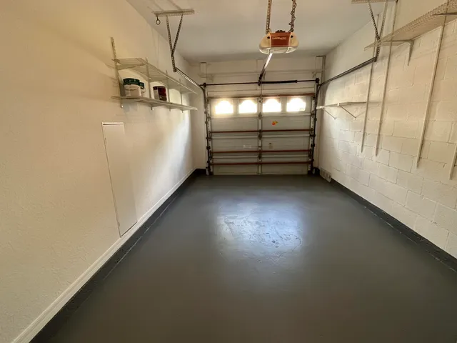 a view of a room with racks on the wall