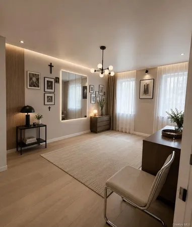 a living room with furniture and window