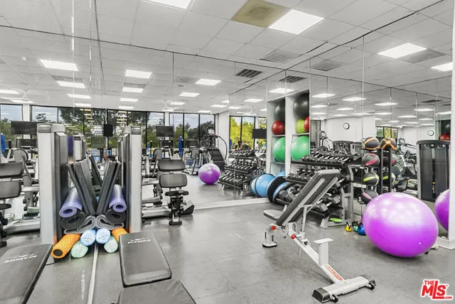 a view of a room with gym equipment