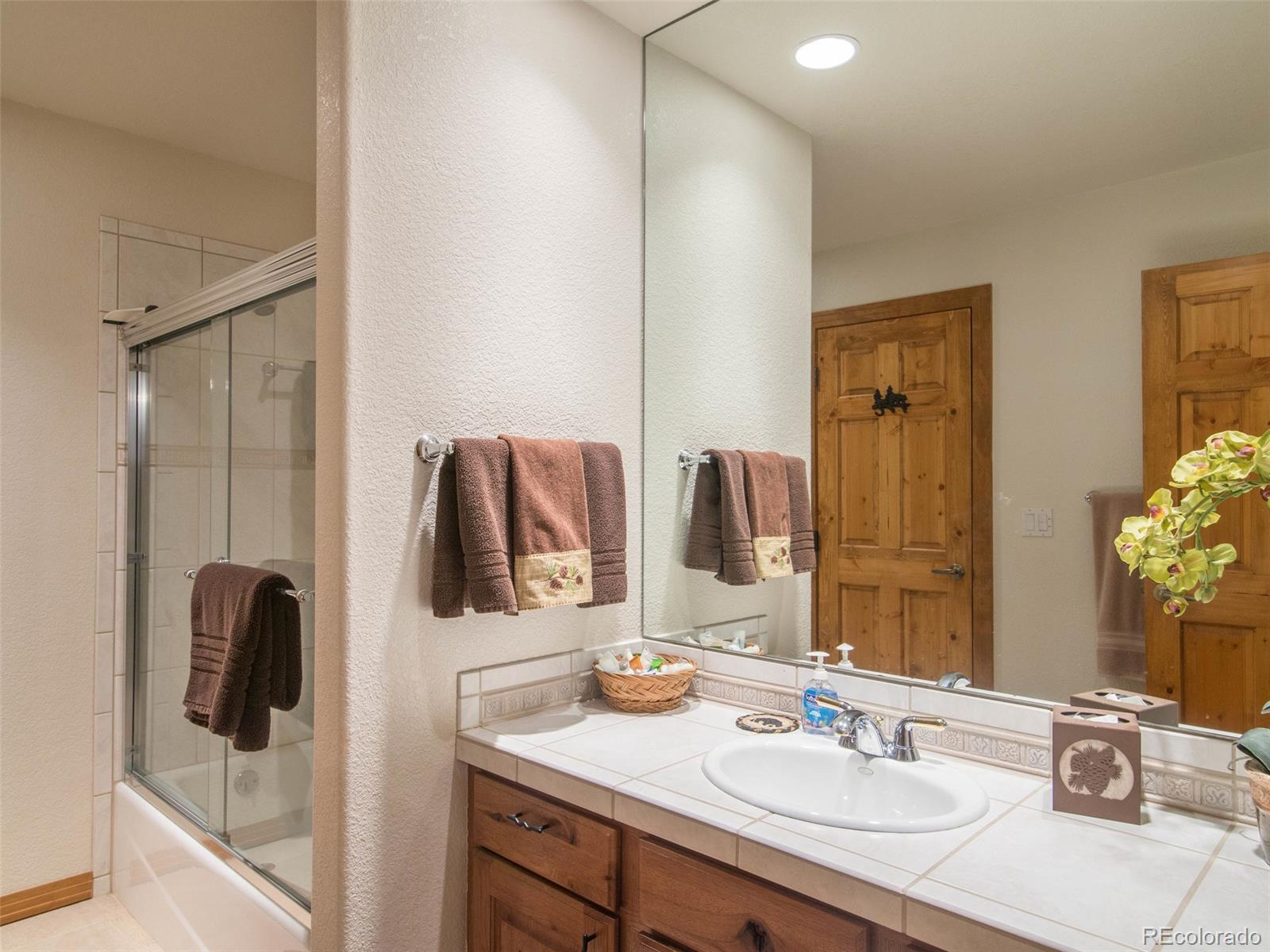 850 Royal Ridge Drive Bailey, CO 80421 - Photo 25 of 35 a bathroom with a sink and mirror