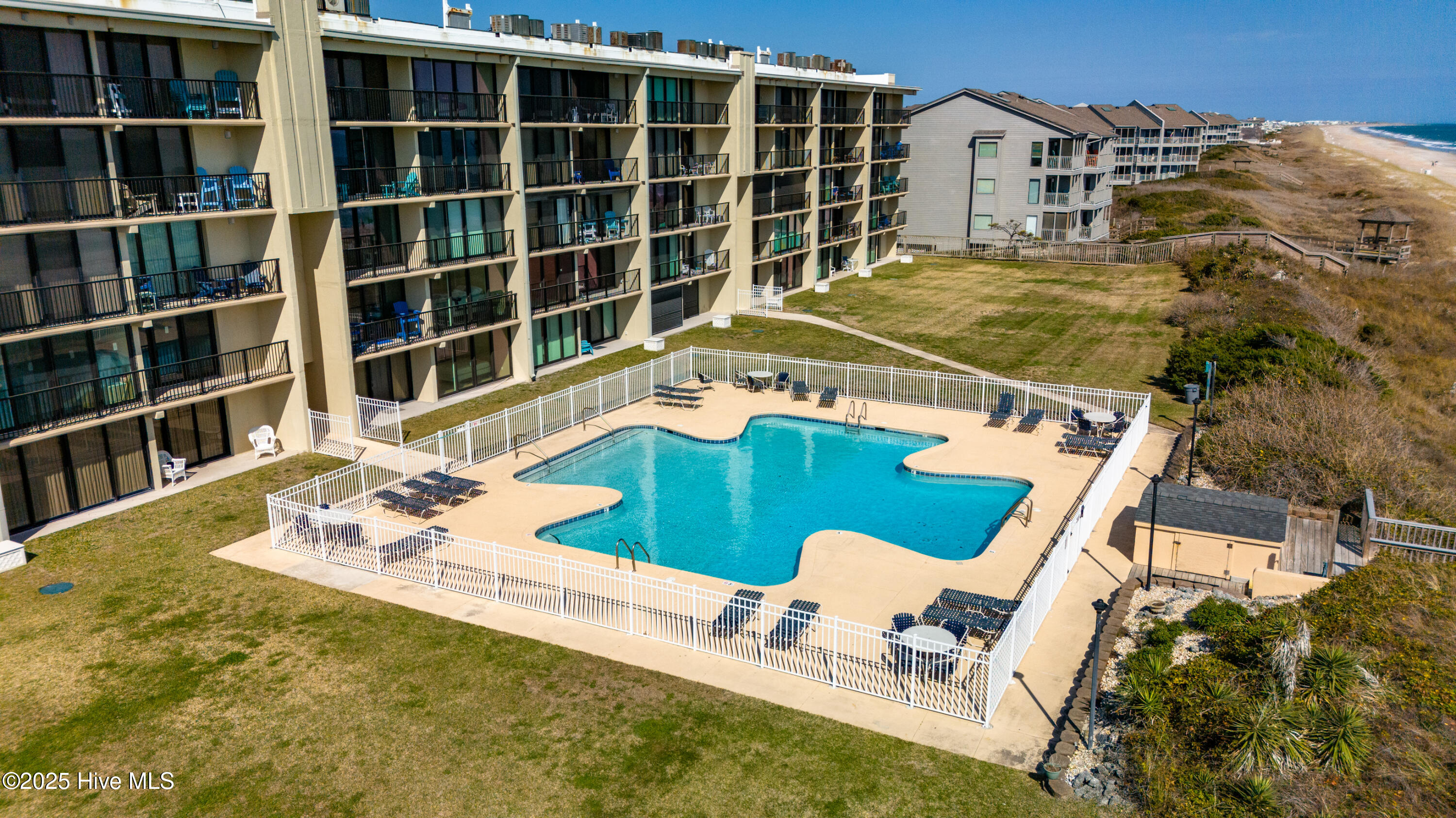 2305 West Fort Macon Road, Unit 207 Atlantic Beach, NC 28512 - Photo 36 of 43 Aerial Pool View