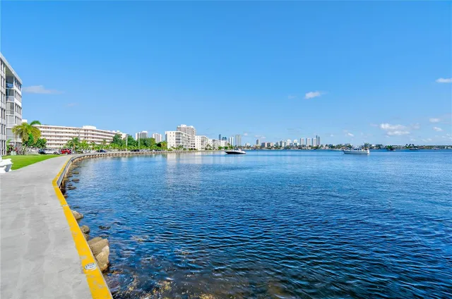 a view of a lake with outdoor space