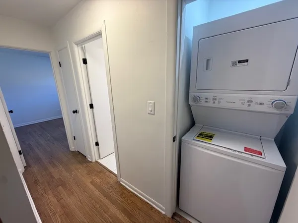 a view of bathroom with a washer and dryer