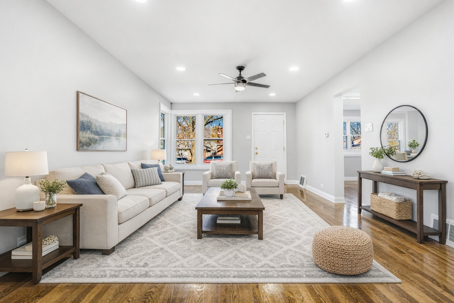 3519 West 80th Street Chicago, IL 60652 - Photo 2 of 22 a living room with furniture a rug and a fireplace