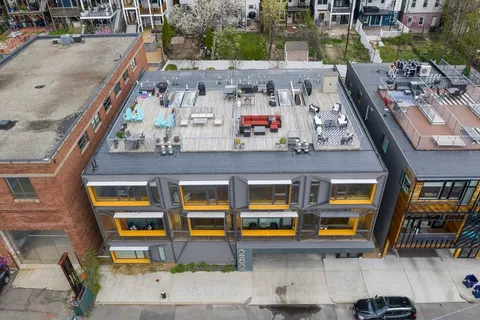 a aerial view of multiple house