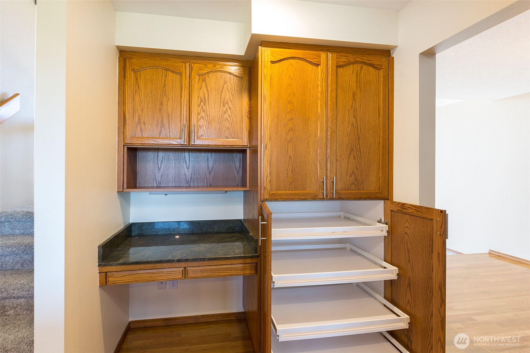 81 Bon Jon View Way Sequim, WA 98382 - Photo 21 of 38 a view of kitchen with wooden floor and cabinets