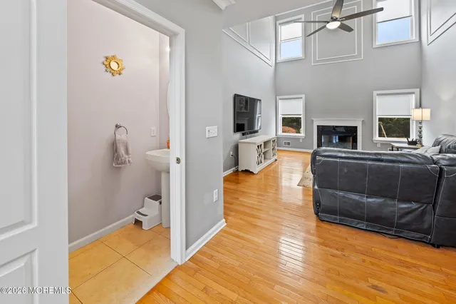 a spacious bedroom with a bed and a couch