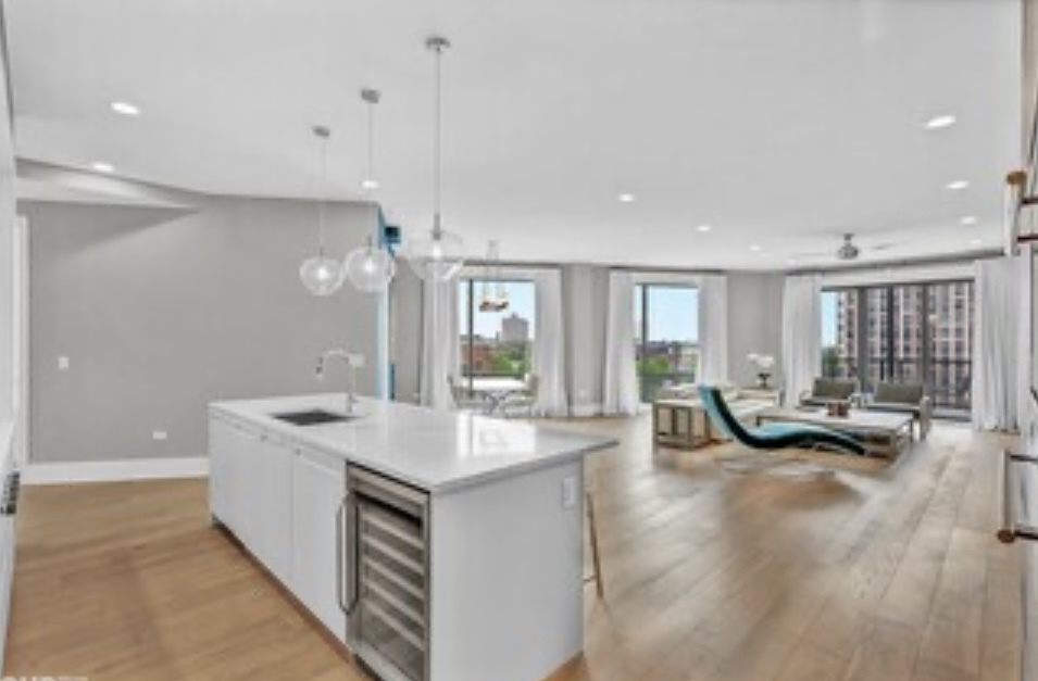 1157 West Erie Street, Unit 5W Chicago, IL 60642 - Photo 10 of 30 a kitchen with sink and view of living room