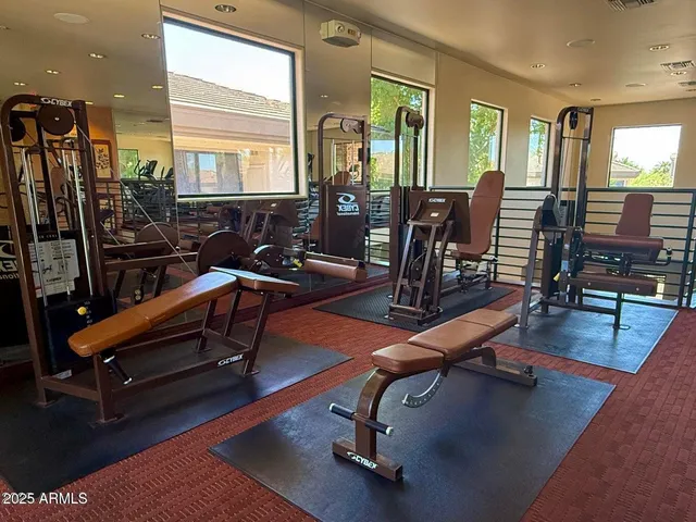 a view of a room with gym equipment