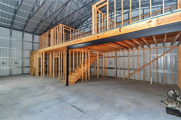 a view of a balcony with staircase