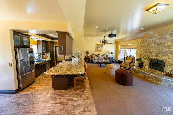 a living room with chairs