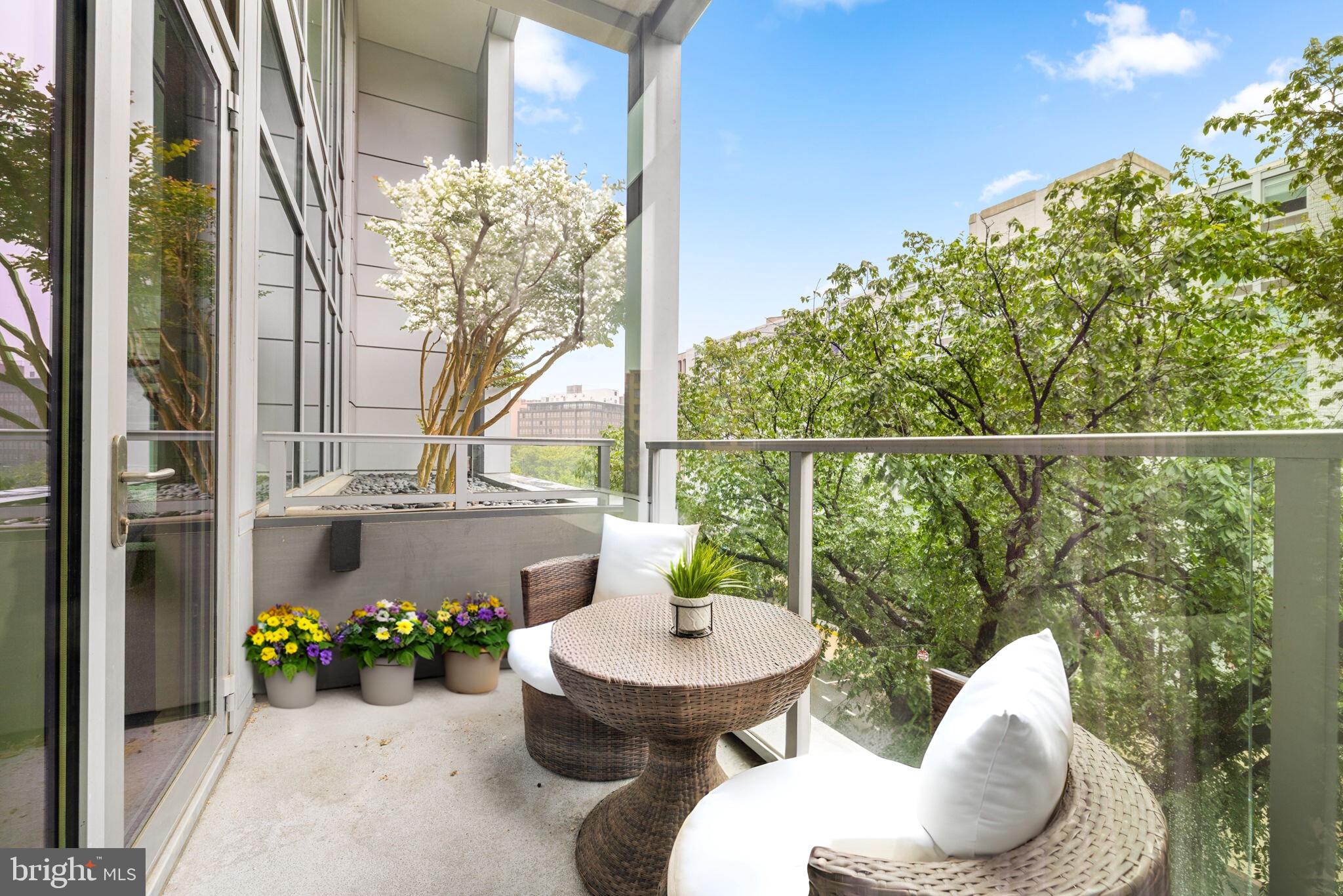 1177 22nd Street Northwest, Unit 4F Washington, DC 20037 - Photo 8 of 20 Enclosed balcony w/Crepe Myrtle tree view