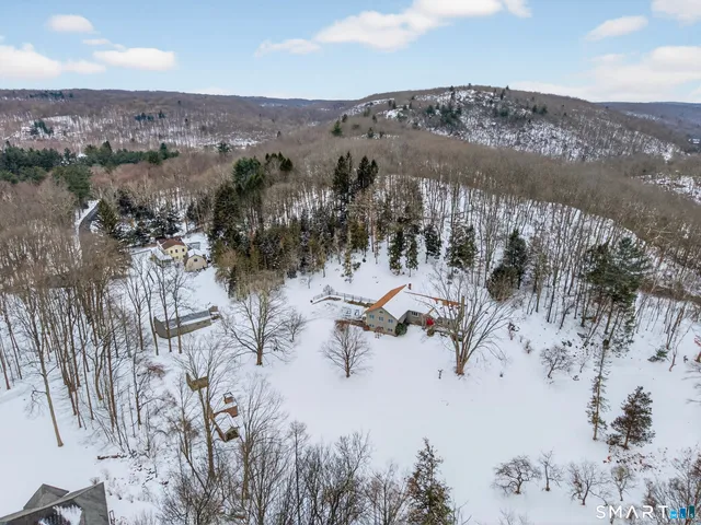 a view of a terrace with a mountain
