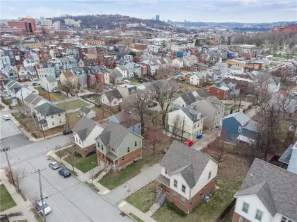 an aerial view of a city