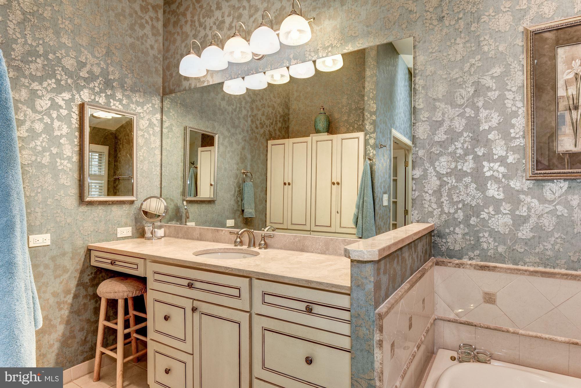 9204 Fall River Lane Potomac, MD 20854 - Photo 17 of 30 a bathroom with a sink vanity and a mirror