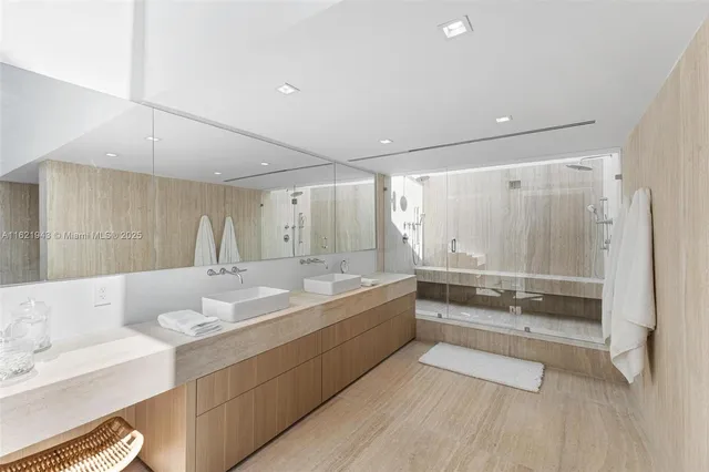 a bathroom with a bathtub