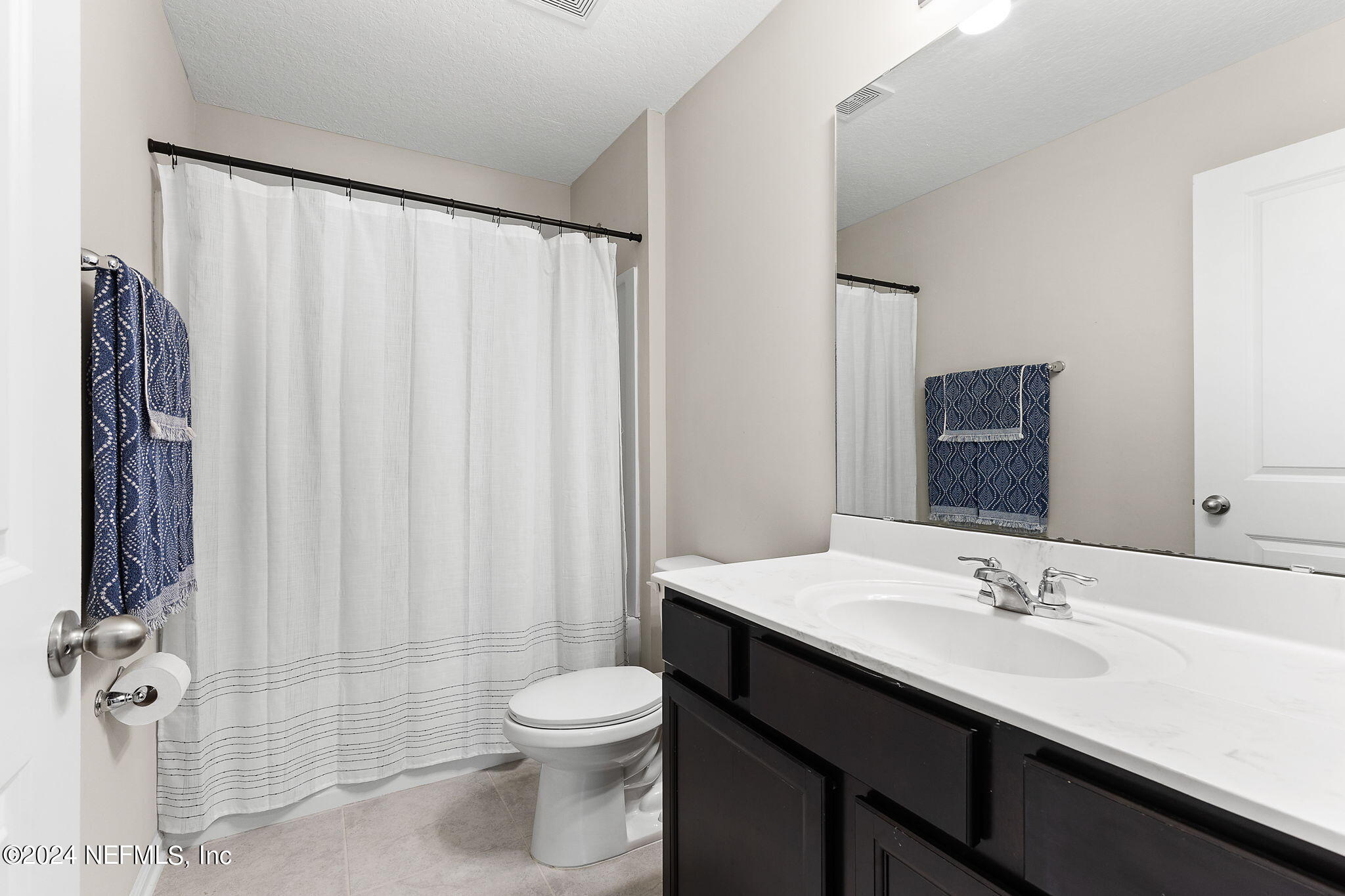 612 Watervale Drive St. Augustine, FL 32092 - Photo 19 of 28 a bathroom with a sink a toilet and shower curtain