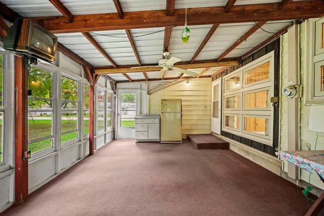 a room with a table and a chair