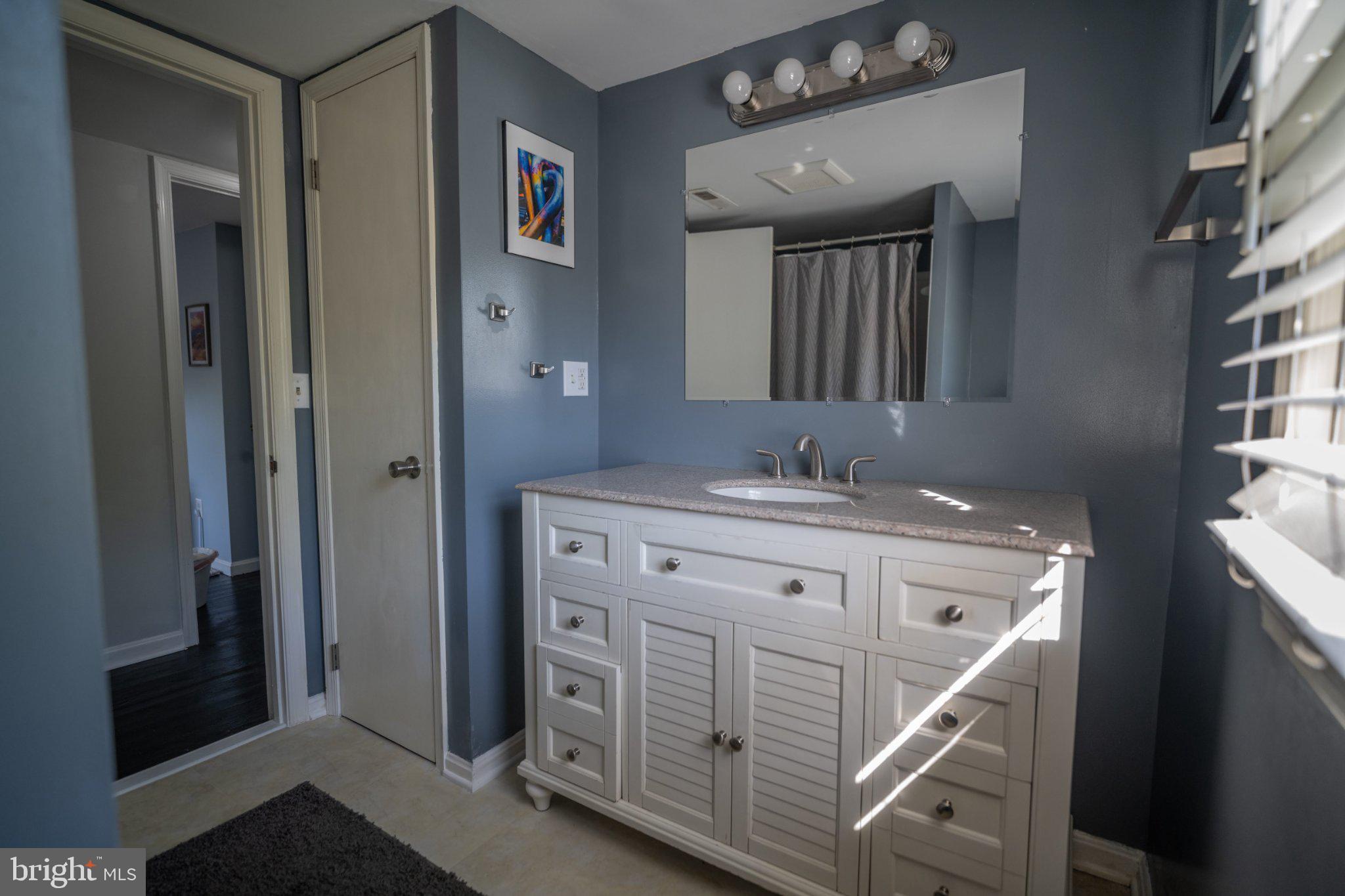 430 Pine Grove Road Bluemont, VA 20135 - Photo 57 of 58 a spacious bathroom with a double vanity sink and a mirror