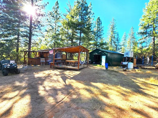 a view of a swimming pool with a patio