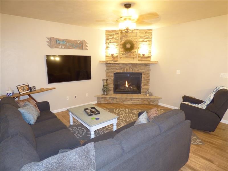 Living Room - Dry-Stack Stone Gas Fireplace